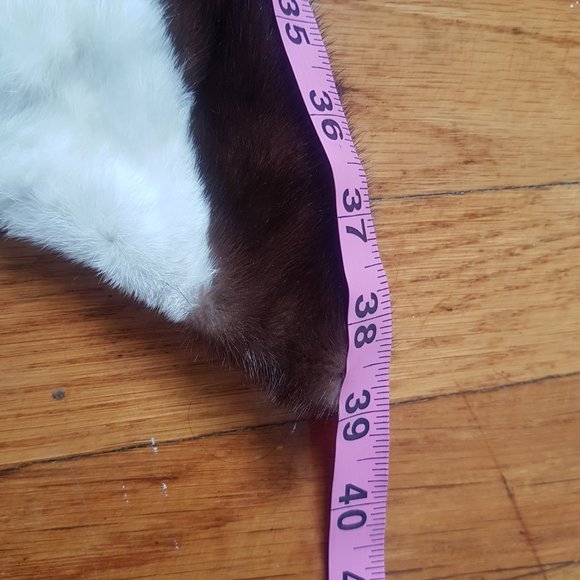 60s Vintage Two Tone Mink Fur Collar, Cream White Brown Mink Fur Scarf - Picture 7 of 9